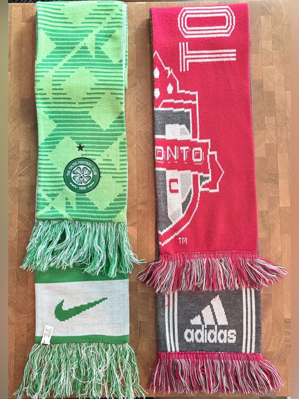 Nike Celtic FC and Adidas Toronto FC Dual Soccer Fan Scarves - double sided